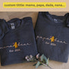 Custom Mama Bear Embroidered Sweatshirt with Kid Name on Sleeve HCMD0273