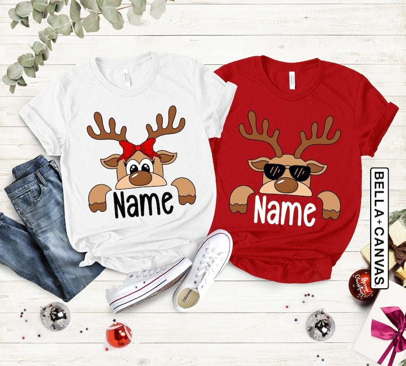 Personalized Christmas Family Sweatshirt Reindeer Family Christmas Shirt HCMD0232