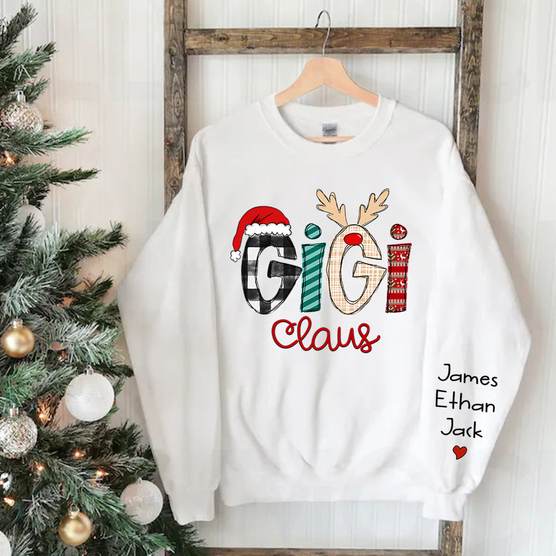 Personalized GiGi Sweatshirt with Grandkids Names On Sleeves CEXM401B