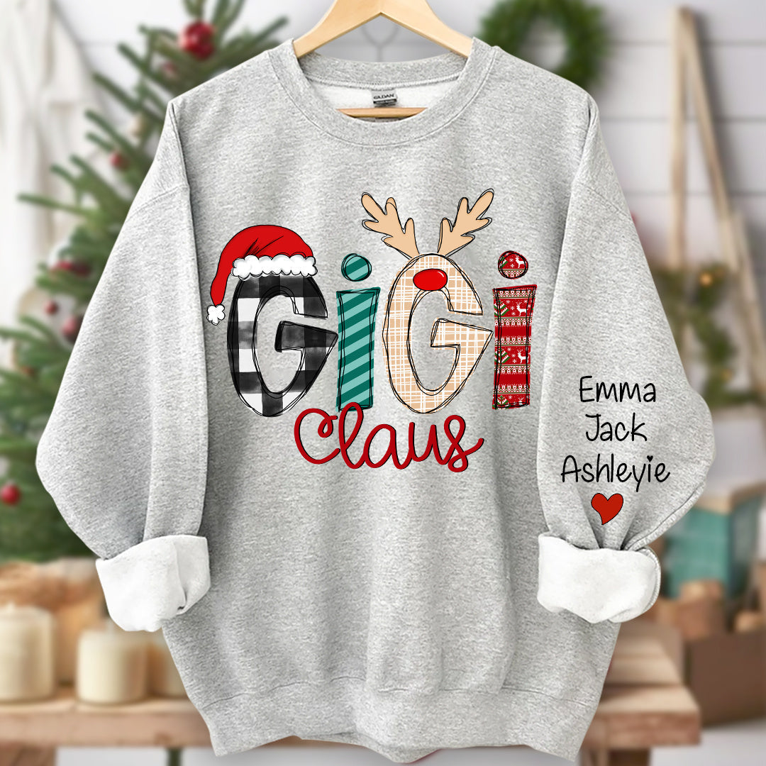 Personalized GiGi Sweatshirt with Grandkids Names On Sleeves CEXM401B