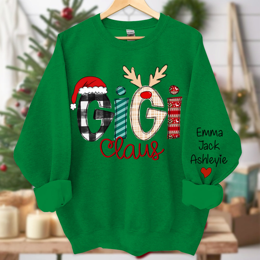 Personalized GiGi Sweatshirt with Grandkids Names On Sleeves CEXM401B