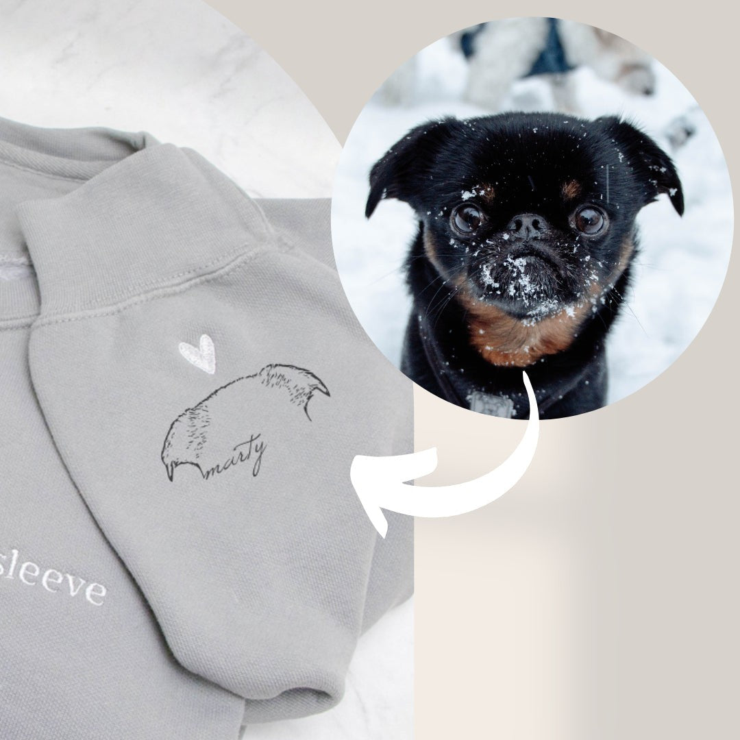 Personalized Heart On My Sleeve Embroidered Crewneck With Dog Ear Gift For Pet Lover CLPT01